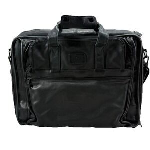 TUMI Alpha‎ All Black Leather Shoulder Laptop Bag